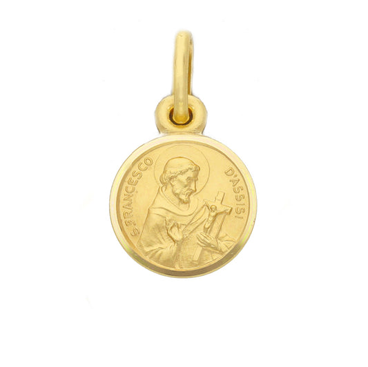 Saint Francis of Assisi medal in yellow gold