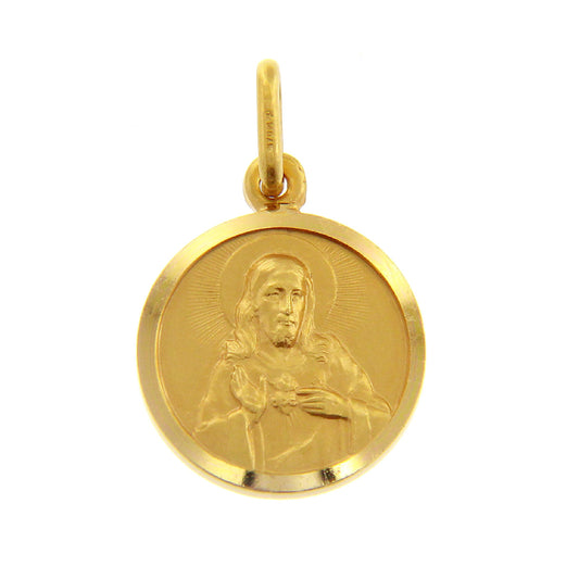 Sacred Heart Scapular Madonna Carmine medal in yellow gold
