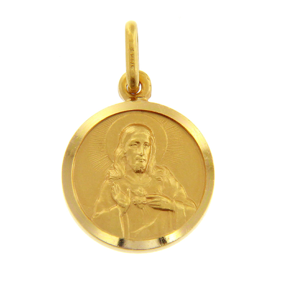 Medaglia Sacro Cuore Scapolare Madonna Carmine in oro giallo
